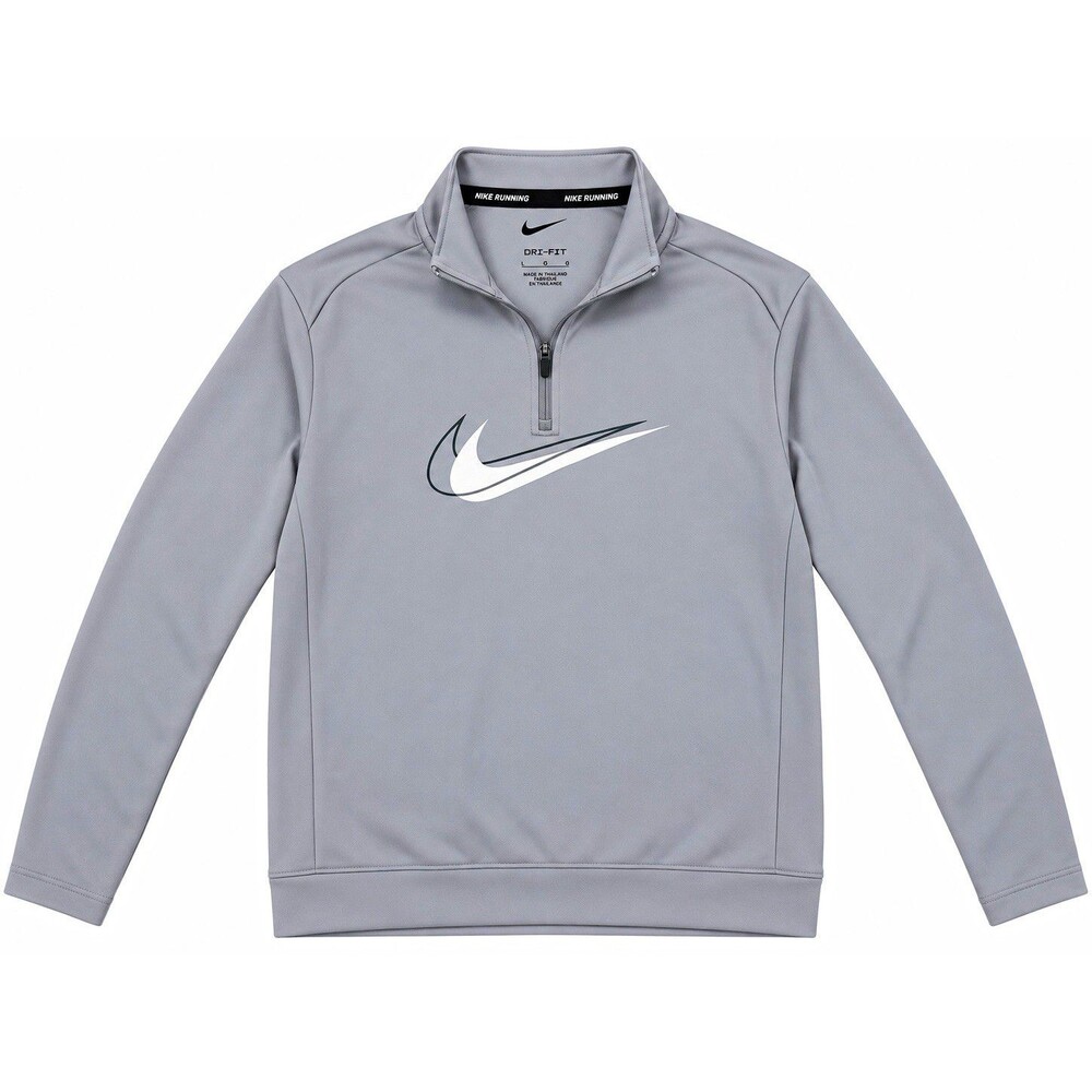 Nike Dri-FIT Men's L Gray 1/4 Zip Mock Neck Long Sleeve Running Pullover